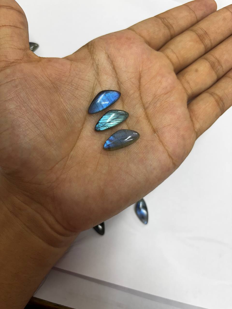 AAA Labradorite Marquise Gemstones – Hand-Polished Cabochons with Blue Flash
