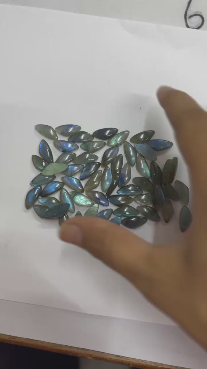 AAA Labradorite Marquise Gemstones – Hand-Polished Cabochons with Blue Flash